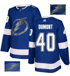 Men's Adidas Tampa Bay Lightning #40 Gabriel Dumont Authentic Royal Blue Fashion Gold NHL Jersey