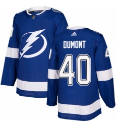 Men's Adidas Tampa Bay Lightning #40 Gabriel Dumont Authentic Royal Blue Home NHL Jersey