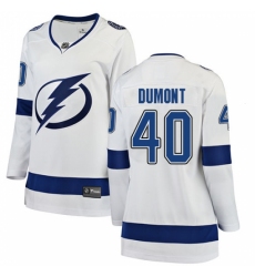 Women's Tampa Bay Lightning #40 Gabriel Dumont Fanatics Branded White Away Breakaway NHL Jersey