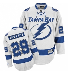 Men's Reebok Tampa Bay Lightning #29 Slater Koekkoek Authentic White Away NHL Jersey