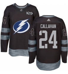 Men's Adidas Tampa Bay Lightning #24 Ryan Callahan Authentic Black 1917-2017 100th Anniversary NHL Jersey