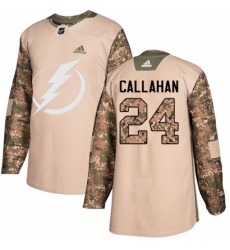 Men's Adidas Tampa Bay Lightning #24 Ryan Callahan Authentic Camo Veterans Day Practice NHL Jersey