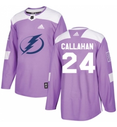 Men's Adidas Tampa Bay Lightning #24 Ryan Callahan Authentic Purple Fights Cancer Practice NHL Jersey