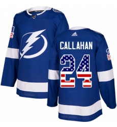 Youth Adidas Tampa Bay Lightning #24 Ryan Callahan Authentic Blue USA Flag Fashion NHL Jersey