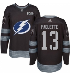 Men's Adidas Tampa Bay Lightning #13 Cedric Paquette Authentic Black 1917-2017 100th Anniversary NHL Jersey