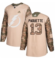 Men's Adidas Tampa Bay Lightning #13 Cedric Paquette Authentic Camo Veterans Day Practice NHL Jersey