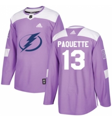 Men's Adidas Tampa Bay Lightning #13 Cedric Paquette Authentic Purple Fights Cancer Practice NHL Jersey