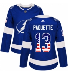 Women's Adidas Tampa Bay Lightning #13 Cedric Paquette Authentic Blue USA Flag Fashion NHL Jersey