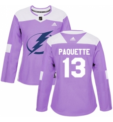 Women's Adidas Tampa Bay Lightning #13 Cedric Paquette Authentic Purple Fights Cancer Practice NHL Jersey