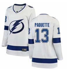 Women's Tampa Bay Lightning #13 Cedric Paquette Fanatics Branded White Away Breakaway NHL Jersey