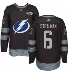 Men's Adidas Tampa Bay Lightning #6 Anton Stralman Authentic Black 1917-2017 100th Anniversary NHL Jersey