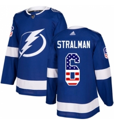 Men's Adidas Tampa Bay Lightning #6 Anton Stralman Authentic Blue USA Flag Fashion NHL Jersey