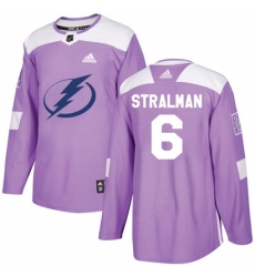 Men's Adidas Tampa Bay Lightning #6 Anton Stralman Authentic Purple Fights Cancer Practice NHL Jersey