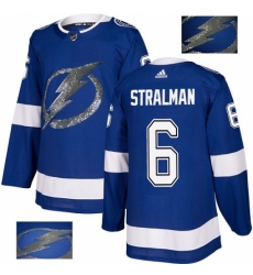 Men's Adidas Tampa Bay Lightning #6 Anton Stralman Authentic Royal Blue Fashion Gold NHL Jersey