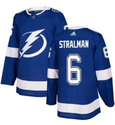 Men's Adidas Tampa Bay Lightning #6 Anton Stralman Authentic Royal Blue Home NHL Jersey