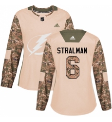 Women's Adidas Tampa Bay Lightning #6 Anton Stralman Authentic Camo Veterans Day Practice NHL Jersey