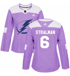 Women's Adidas Tampa Bay Lightning #6 Anton Stralman Authentic Purple Fights Cancer Practice NHL Jersey