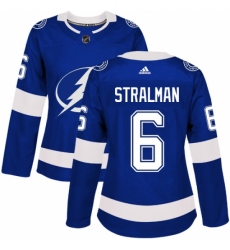 Women's Adidas Tampa Bay Lightning #6 Anton Stralman Authentic Royal Blue Home NHL Jersey