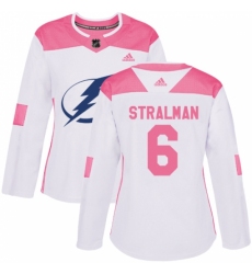 Women's Adidas Tampa Bay Lightning #6 Anton Stralman Authentic White/Pink Fashion NHL Jersey