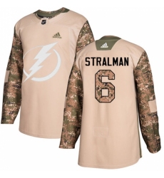 Youth Adidas Tampa Bay Lightning #6 Anton Stralman Authentic Camo Veterans Day Practice NHL Jersey