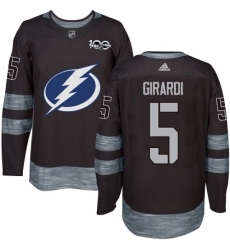 Men's Adidas Tampa Bay Lightning #5 Dan Girardi Authentic Black 1917-2017 100th Anniversary NHL Jersey