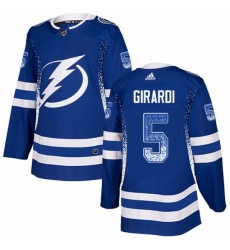 Men's Adidas Tampa Bay Lightning #5 Dan Girardi Authentic Blue Drift Fashion NHL Jersey