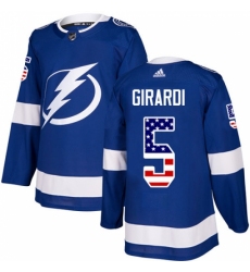 Men's Adidas Tampa Bay Lightning #5 Dan Girardi Authentic Blue USA Flag Fashion NHL Jersey