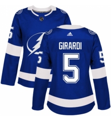 Women's Adidas Tampa Bay Lightning #5 Dan Girardi Authentic Royal Blue Home NHL Jersey