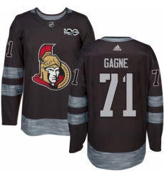 Men's Adidas Ottawa Senators #71 Gabriel Gagne Authentic Black 1917-2017 100th Anniversary NHL Jersey