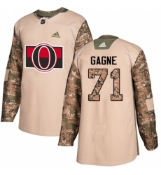 Men's Adidas Ottawa Senators #71 Gabriel Gagne Authentic Camo Veterans Day Practice NHL Jersey