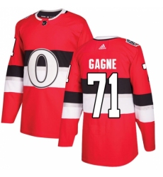 Men's Adidas Ottawa Senators #71 Gabriel Gagne Authentic Red 2017 100 Classic NHL Jersey