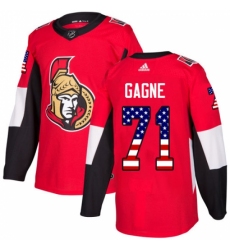 Men's Adidas Ottawa Senators #71 Gabriel Gagne Authentic Red USA Flag Fashion NHL Jersey