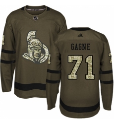 Men's Adidas Ottawa Senators #71 Gabriel Gagne Premier Green Salute to Service NHL Jersey