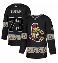 Men's Adidas Ottawa Senators #73 Gabriel Gagne Authentic Black Team Logo Fashion NHL Jersey