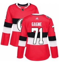 Women's Adidas Ottawa Senators #71 Gabriel Gagne Authentic Red 2017 100 Classic NHL Jersey