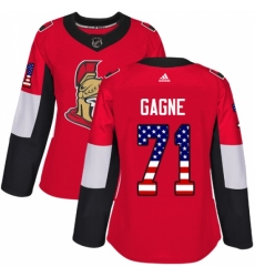 Women's Adidas Ottawa Senators #71 Gabriel Gagne Authentic Red USA Flag Fashion NHL Jersey