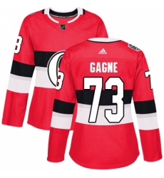 Women's Adidas Ottawa Senators #73 Gabriel Gagne Authentic Red 2017 100 Classic NHL Jersey