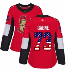 Women's Adidas Ottawa Senators #73 Gabriel Gagne Authentic Red USA Flag Fashion NHL Jersey