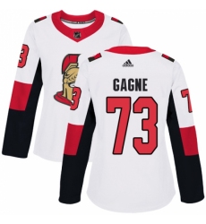 Women's Adidas Ottawa Senators #73 Gabriel Gagne Authentic White Away NHL Jersey