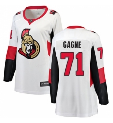 Women's Ottawa Senators #71 Gabriel Gagne Fanatics Branded White Away Breakaway NHL Jersey