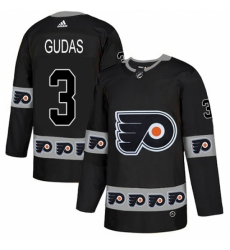 Men's Adidas Philadelphia Flyers #3 Radko Gudas Authentic Black Team Logo Fashion NHL Jersey