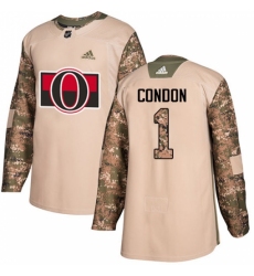 Men's Adidas Ottawa Senators #1 Mike Condon Authentic Camo Veterans Day Practice NHL Jersey