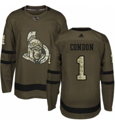 Men's Adidas Ottawa Senators #1 Mike Condon Authentic Green Salute to Service NHL Jersey