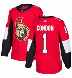 Men's Adidas Ottawa Senators #1 Mike Condon Premier Red Home NHL Jersey