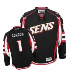 Men's Reebok Ottawa Senators #1 Mike Condon Authentic Black Third NHL Jersey