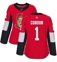 Women's Adidas Ottawa Senators #1 Mike Condon Authentic Red Home NHL Jersey