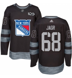 Men's Adidas New York Rangers #68 Jaromir Jagr Authentic Black 1917-2017 100th Anniversary NHL Jersey