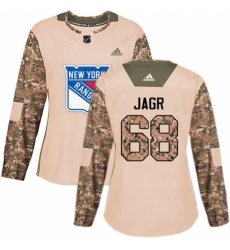 Women's Adidas New York Rangers #68 Jaromir Jagr Authentic Camo Veterans Day Practice NHL Jersey