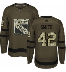 Men's Adidas New York Rangers #42 Brendan Smith Authentic Green Salute to Service NHL Jersey