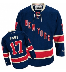 Men's Reebok New York Rangers #17 Jesper Fast Authentic Navy Blue Third NHL Jersey